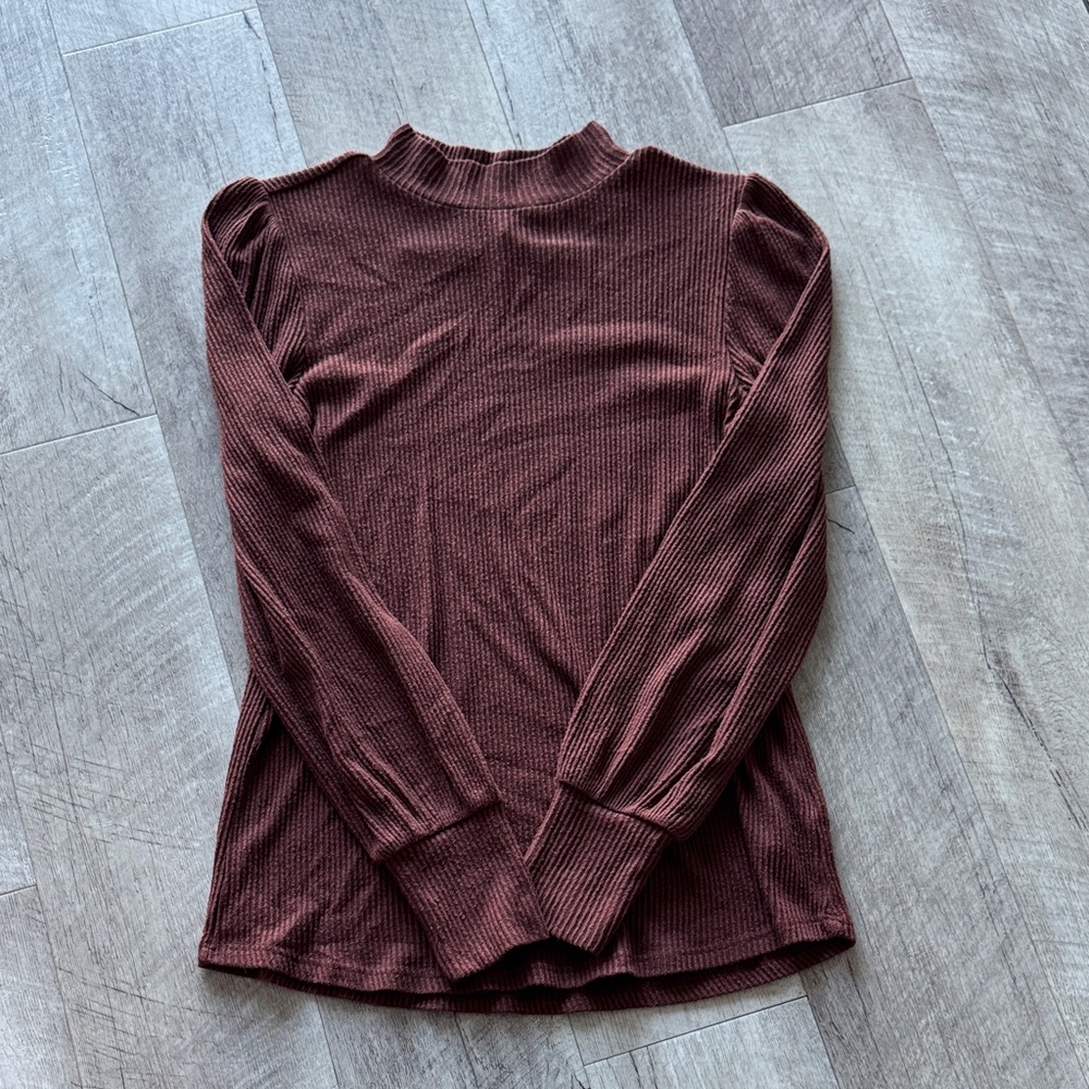 Maurices Ribbed Long Sleeve Top - Dark Brown